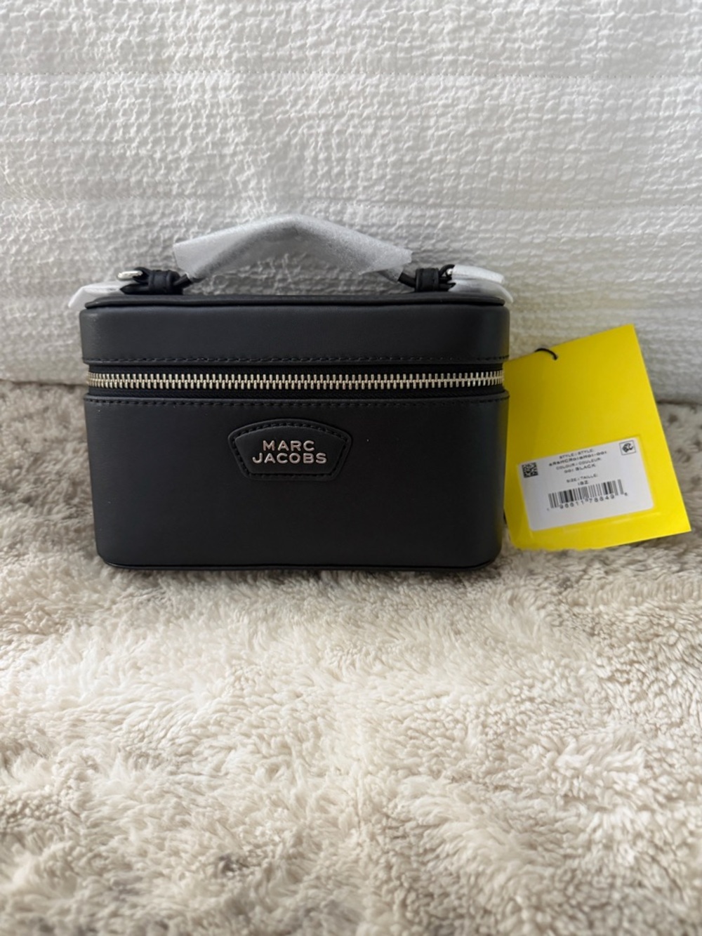Marc Jacobs Black Leather Cosmetic Vanity Case with Top Handle